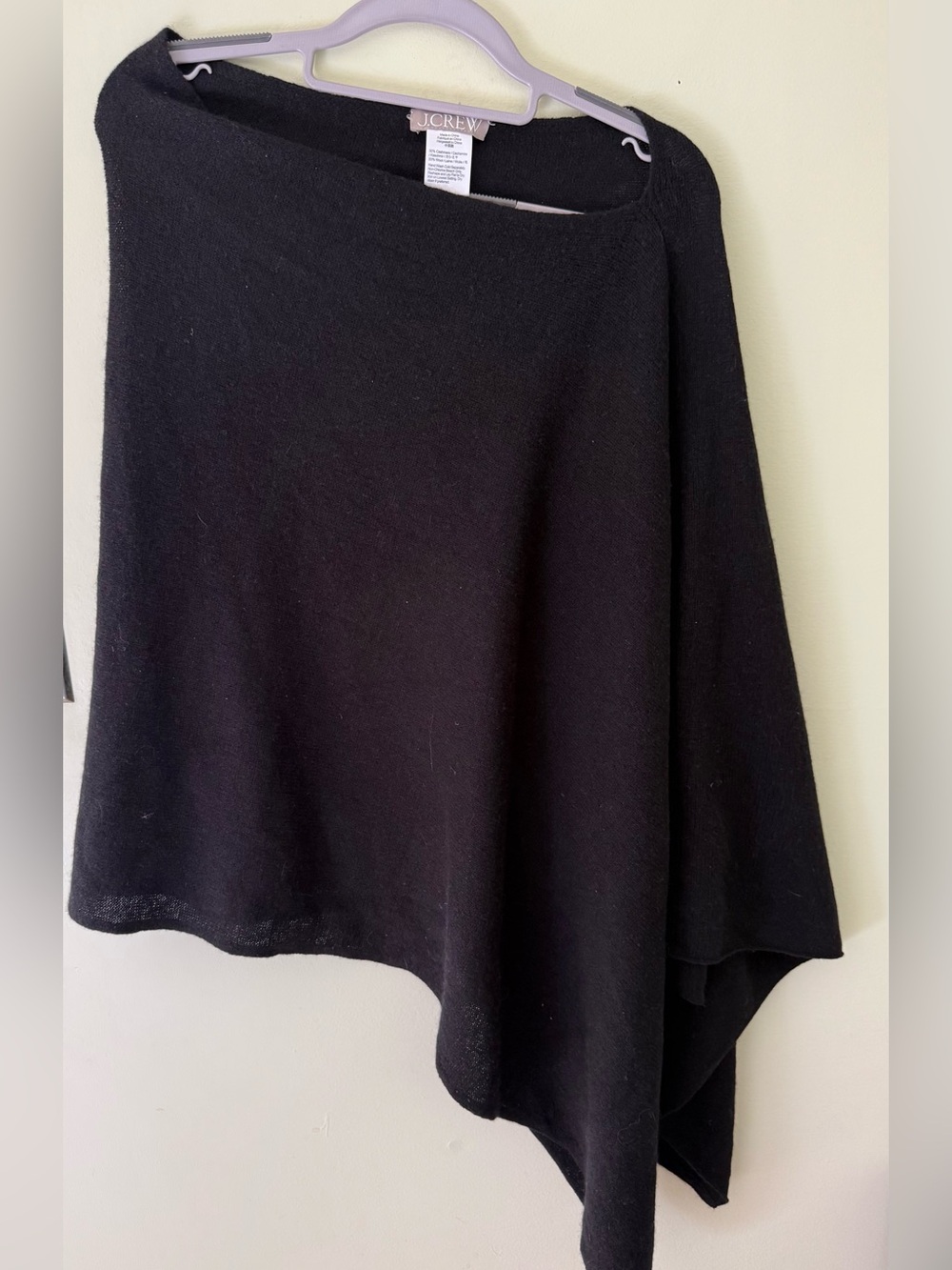 J Crew Women’s Black Cashmere Wool Blend Poncho OS - Picture 3 of 4